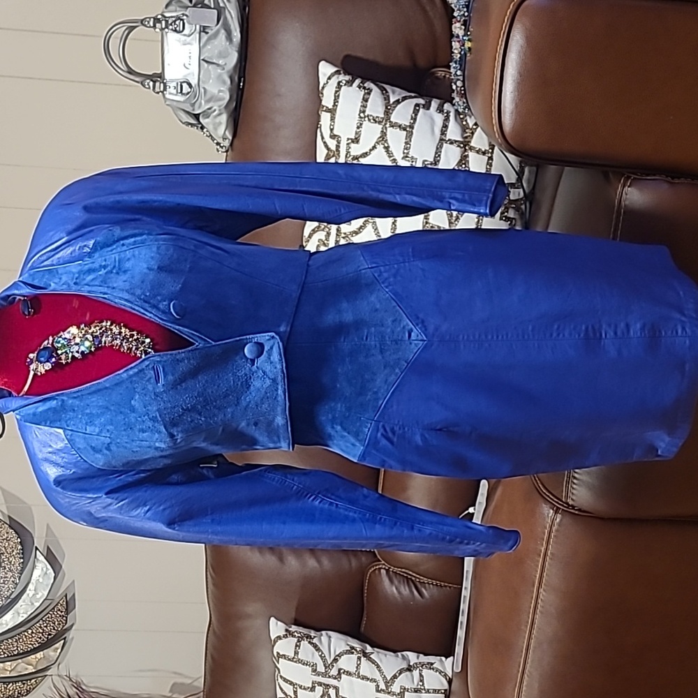Vintage North Beach Blue Suede Suit